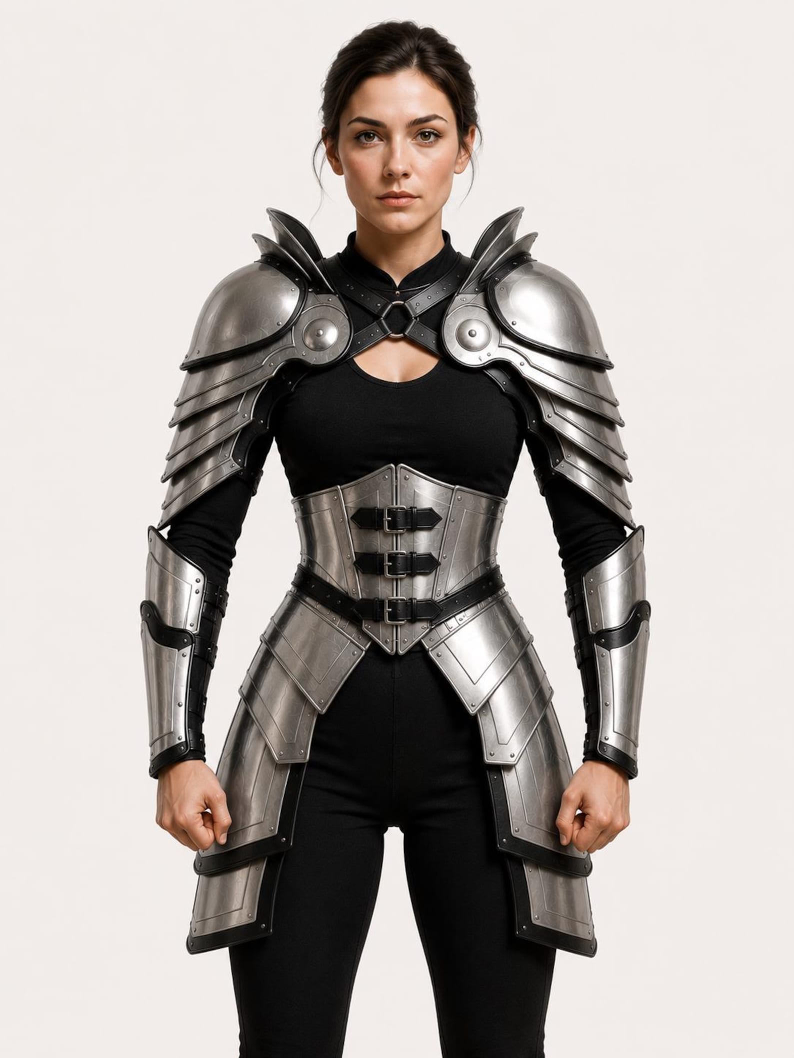 Female Warrior Armor Suit Handmade Silver Steel Plate Knight Armor Renaissance LARP Cosplay Costume