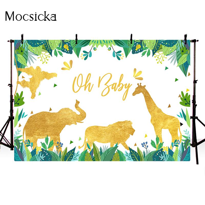 Mocsicka Oh Baby Photography Background Tropical Jungle Wildlife Decoration Child Portrait Shower Photo Backdrop Banner