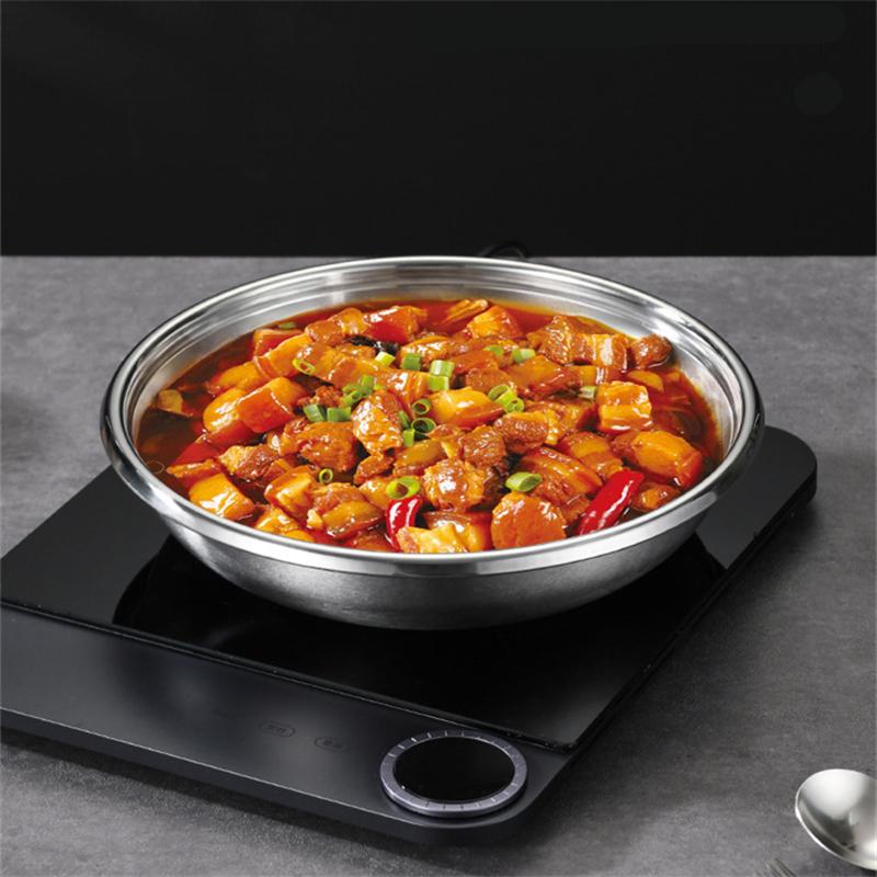 Korean Stainless Steel Round Storage Tray Western Food Serving Plate Dessert Cake Flat Dinners Dishes Kitchen Metal Tableware