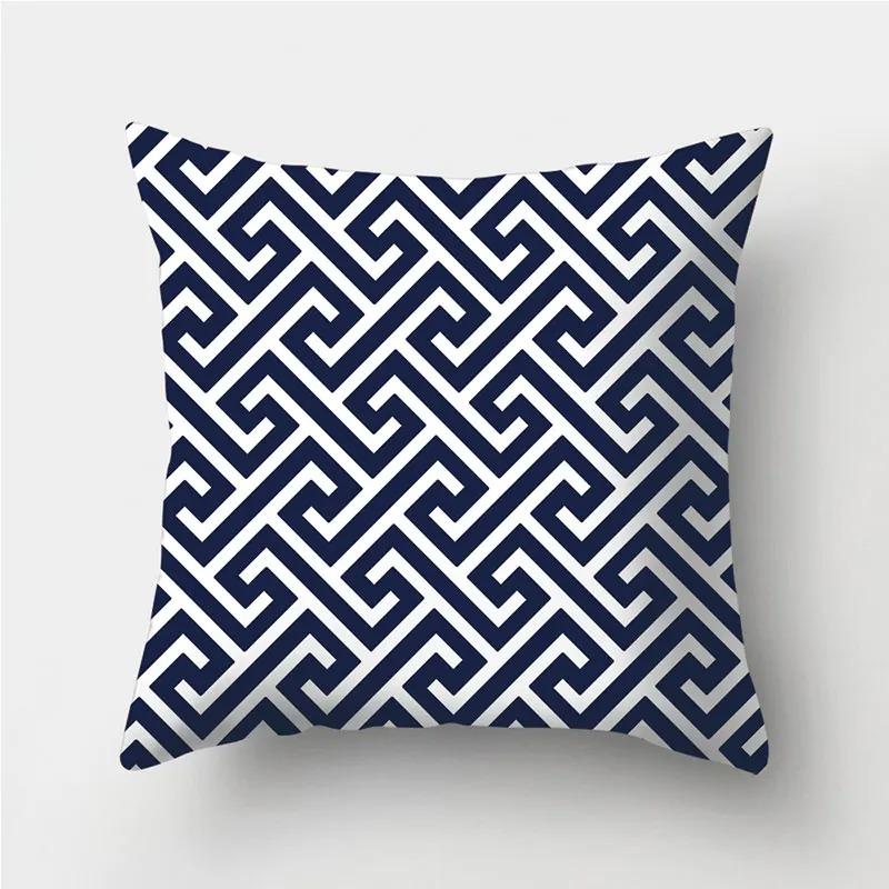 Dark Blue Geometric Pattern Decorative Pillowcase Bedding Home Decoration Cushion Pillowcase