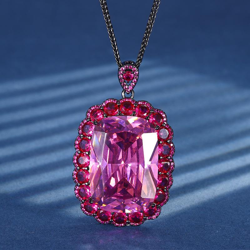 Jewelry Copper Bottom Gold-Plated Simulation Treasure Red Corundum Pendant Necklace Stone 20 * 28