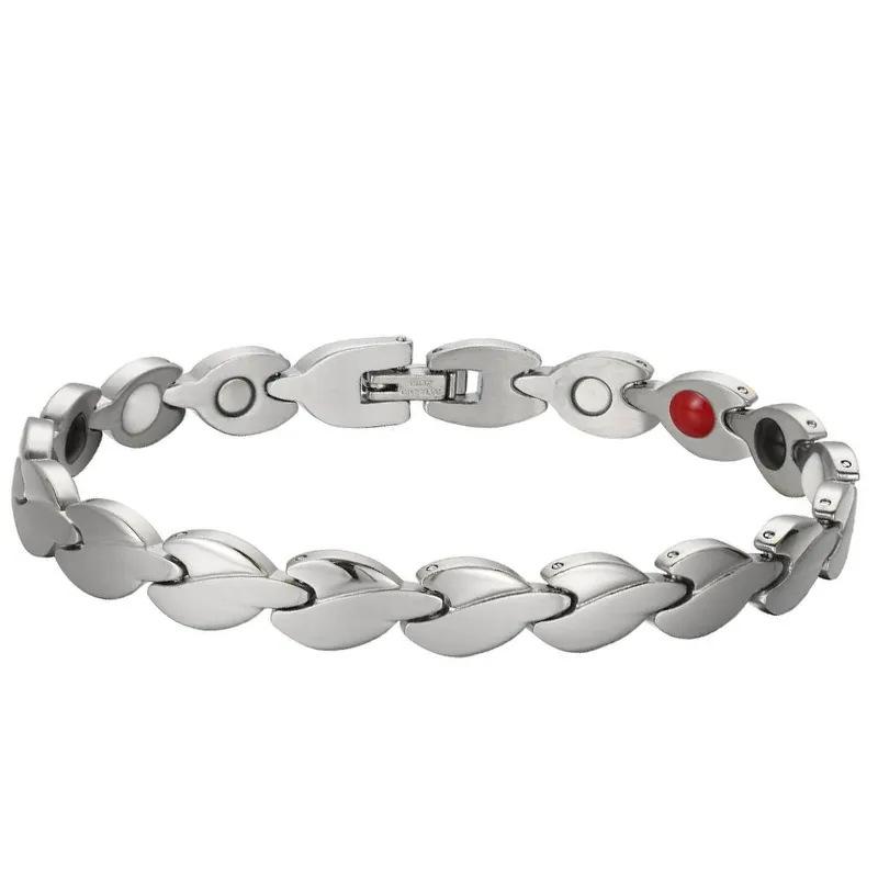 Gold Plated Stainless Steel Energy Magnet Bracelet, Detachable Radiation Resistant Four in One Couple Magnetic Therapy Bracelet