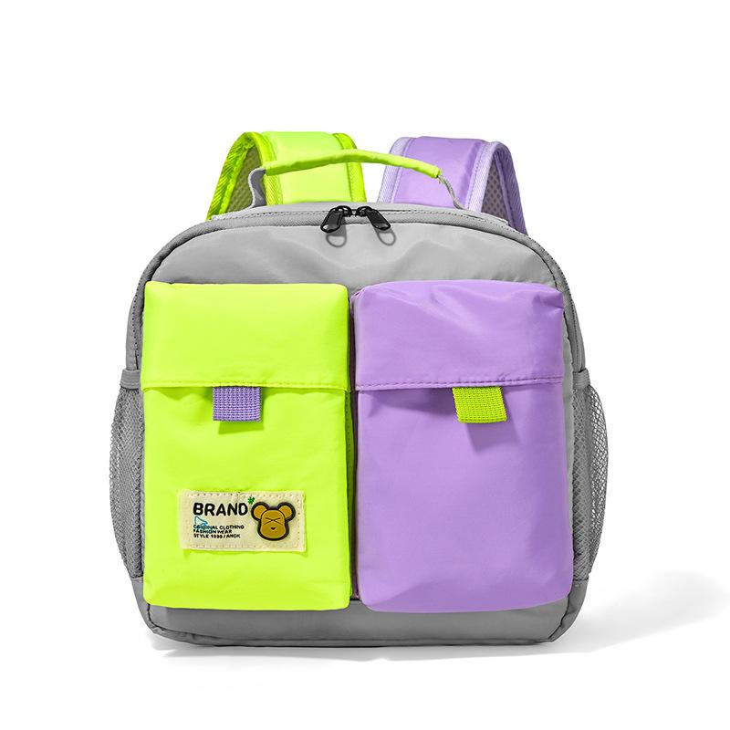 School bag contrasting color children's backpack preschool children's boy and girl versatile bag