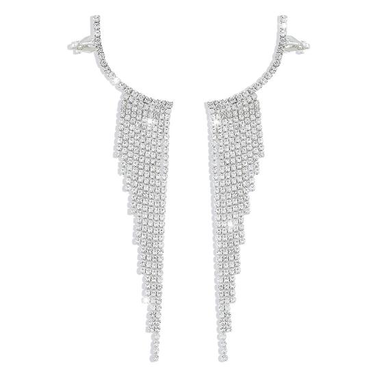 

Простые популярные серьги с кисточками, блестящие стразы, удобные в ношении, универсальные стильные серьги белый