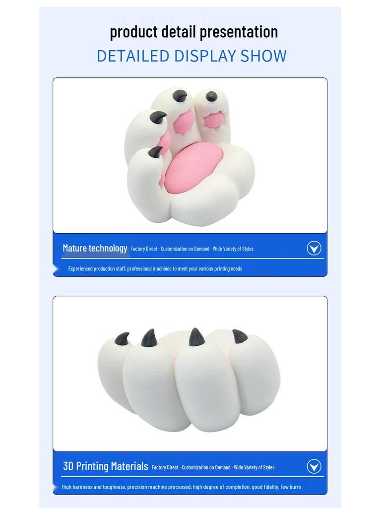 3D Cat Paw Phone Holder: Creative Desktop Ornament & Stress-Relief Craft