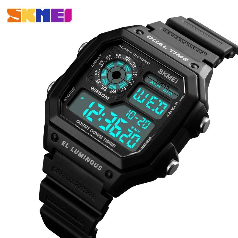 Skmei Fashion Men PU Strap Multifunction Waterproof Watches Alarm Male Digital Watch Reloj Hombre Outdoor Sport Watch 1299