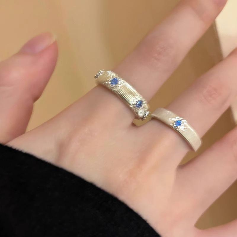 Sweet Aquamarine Zirconia Ring Female Delicate Light Luxury Stellar Mango Open Finger Ring Sweet Cool Stacking Temperament Versatile Index Finger Ring