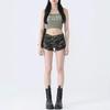Women's Low Waist Camouflage Frayed Denim Shorts - Summer Retro Style, Petite Fit, Tight and Versatile Hot Pants