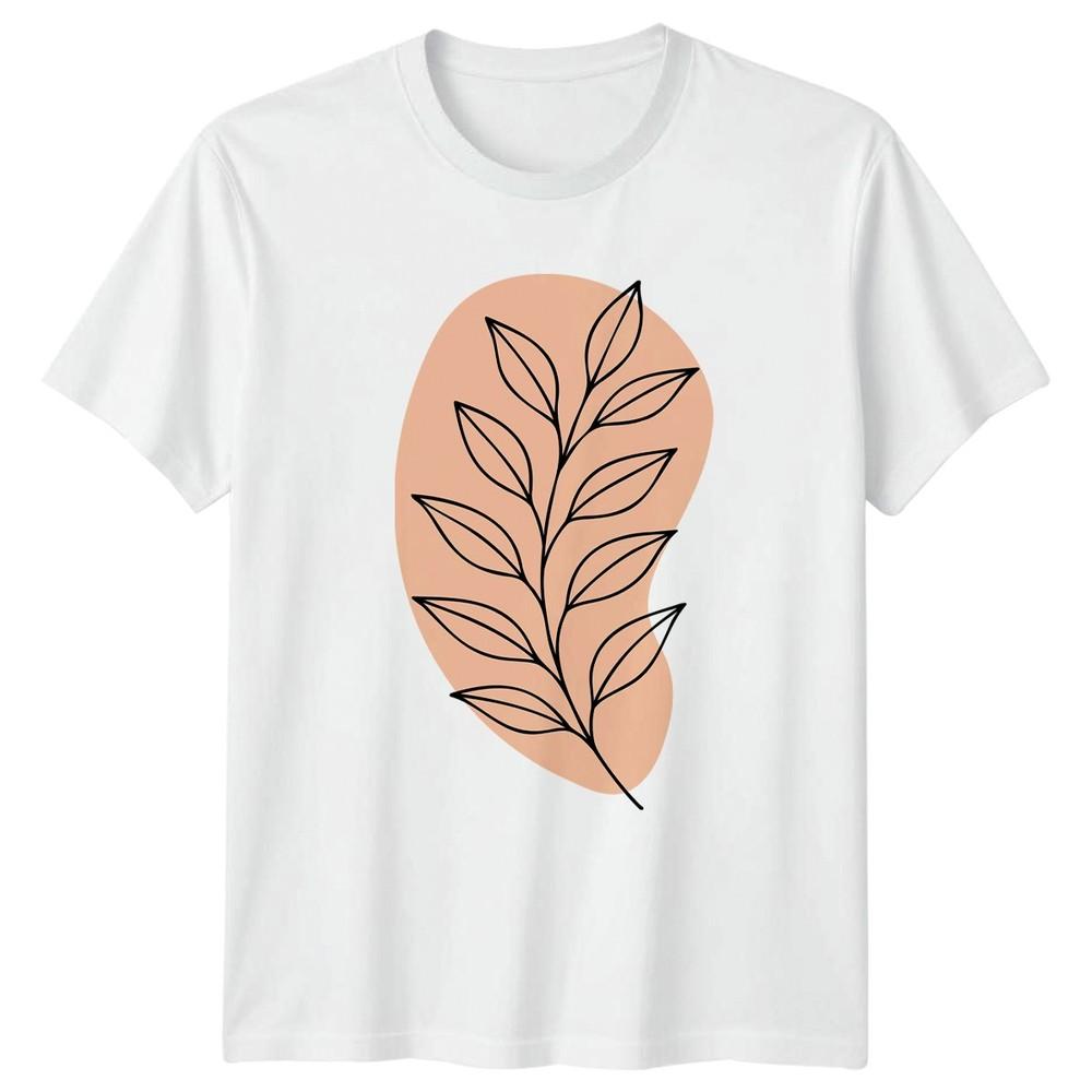 Botanical Leaf Outline TShirt Minimalist Art Nature Birthday Gift For Him S