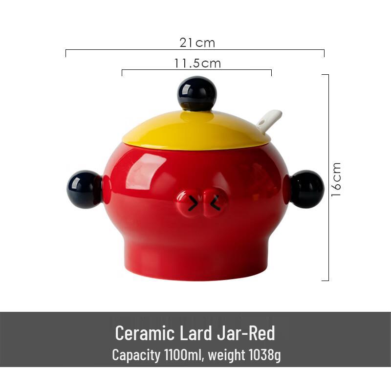 ZISIZ Ceramic Lard & Chili Oil Pot with Lid