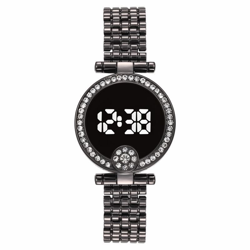 New Fashion Women Watches Luxury Ladies Rhinestone LED Digital Watch Simple Round Dial Alloy Strap Women Wristwatch Reloj Mujer