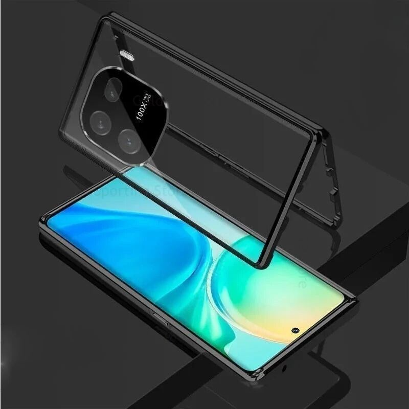 Case for Vivo iQOO Z9 Z9x Z10 Turbo 12 13 Pro with Double Sided Tempered-Glass & Metal Frame Phone Bumpers Full Lens Protection Cover