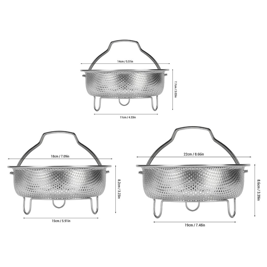 Stainless Steel Steam Basket With Foldable Handle Vegetables and Fruits Drain Basket For Rice and Soup Separation Steaming Rack
