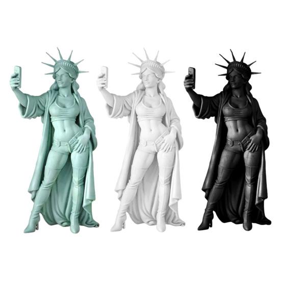 Sexy Statue of Liberty Modern Lady Liberty Selfie Sculpture 250th Anniversary Collectible Liberty Goddess Figurine for Living Room Table New York City
