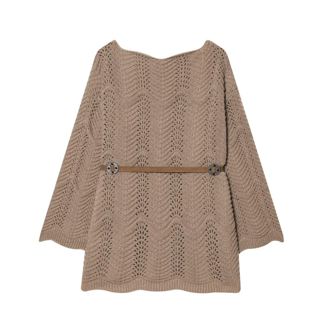 European and American Style, New Women's Clothing, Foreign Style, Fashionable, Casual Style, with Belt Knitted Sweater.