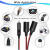 Extractme 1.8M Cigarette Lighter Extension Cord Cable 16AWG UL Wire 2-Way Car Splitter Adapter Power Charger Port with 15A Fuse
