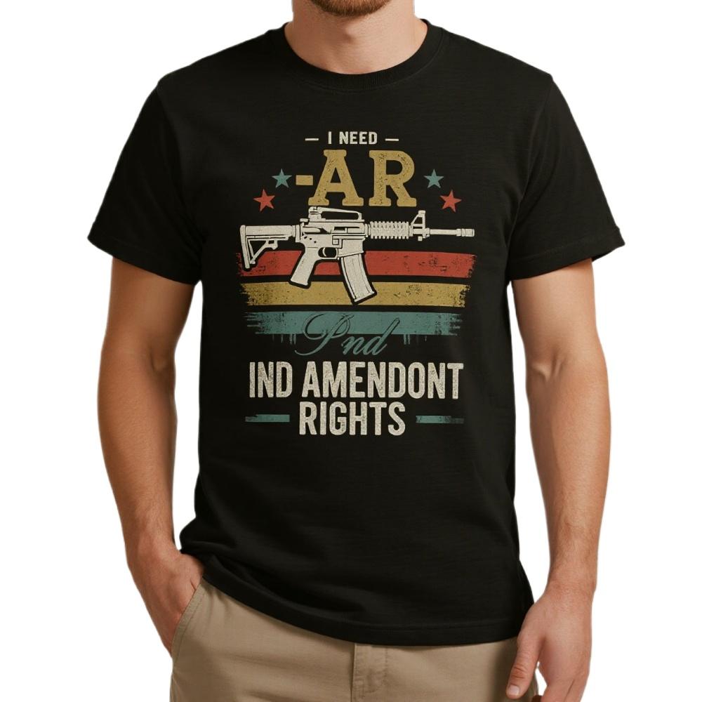 

Retro AR15 Rifle 2nd Amendment Gun Rights TShirt 100 Cotton ONeck Summer Short Sleeve Casual Mens Tshirt Size S3XL 4XL