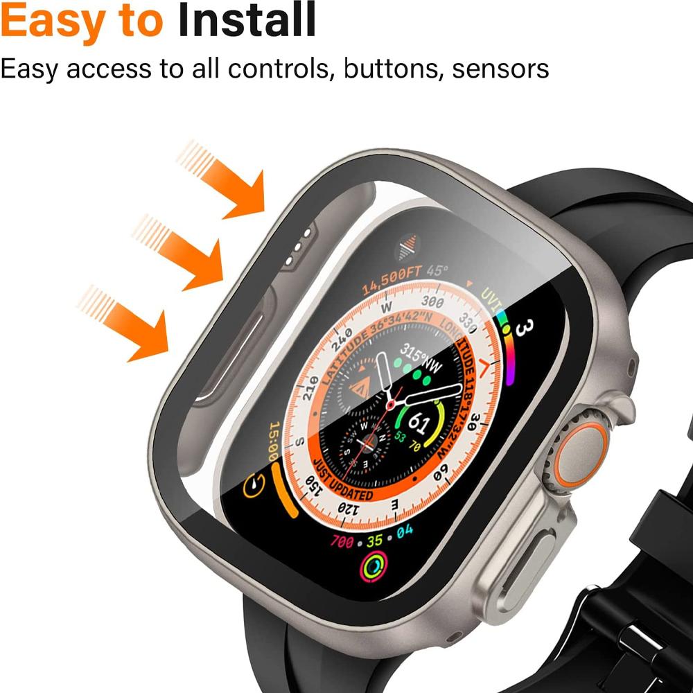 Glass+case For Apple Watch Ultra 2 3 49mm smartwatch PC Bumper+Screen Protector Tempered Cover iwatch series band Accessories