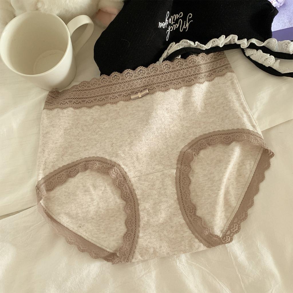 Women's Spring and Autumn Cotton Jacquard 10A Anti Bacterial Mid Waist Briefs