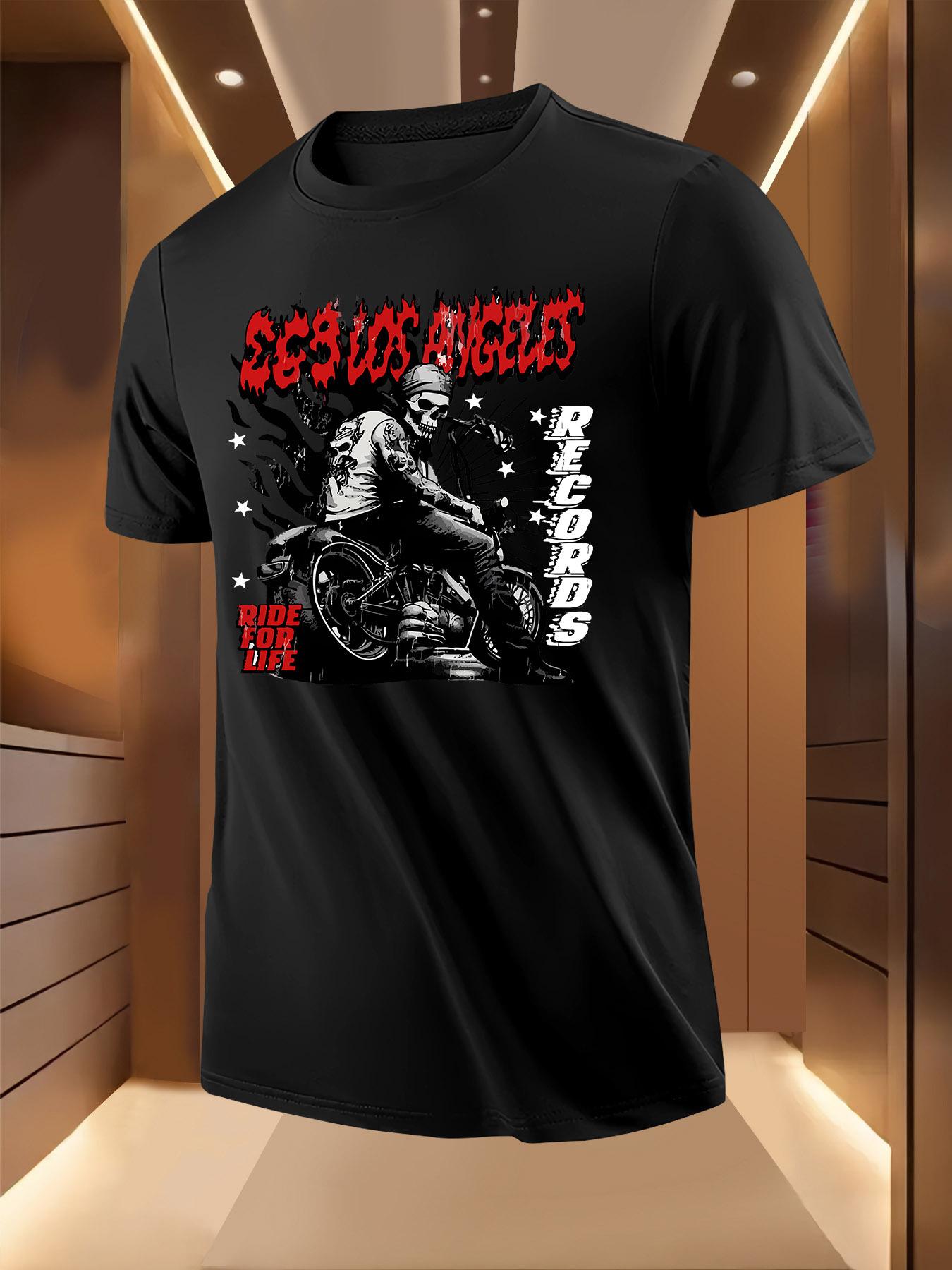 Skull Motorcycle Graphic Tshirt - Breathable Lightweight ... XXXXL