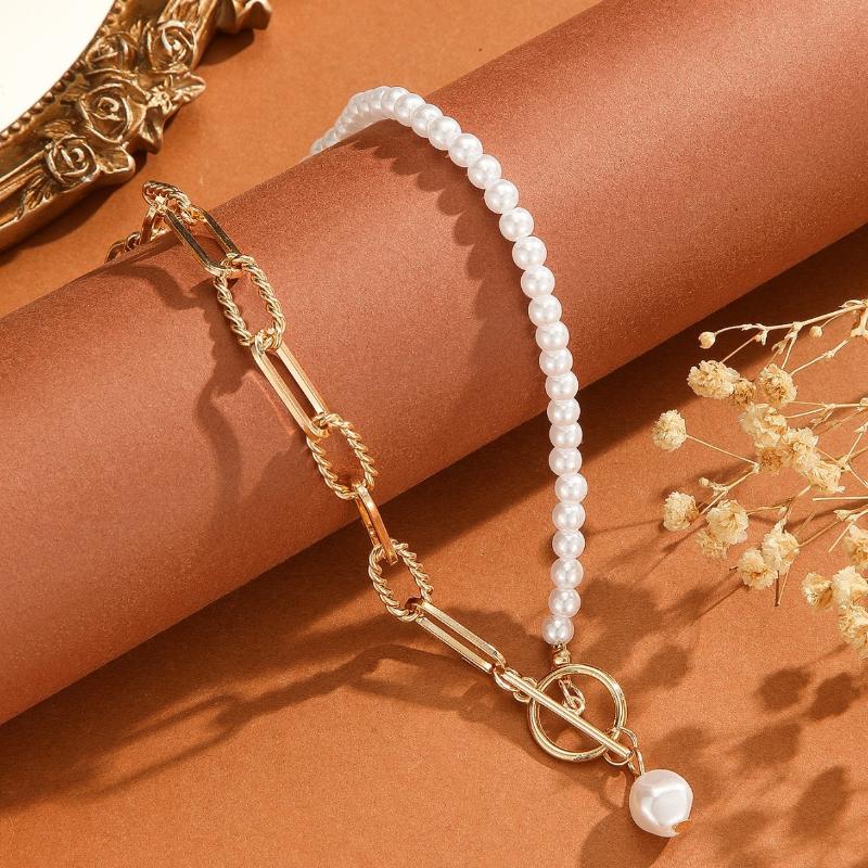 Vintage Gold Color Multiple Styles Imitation Pearl Necklace For Women Boho Trendy Multi-Layer Crystal Pendant Necklaces Jewelry