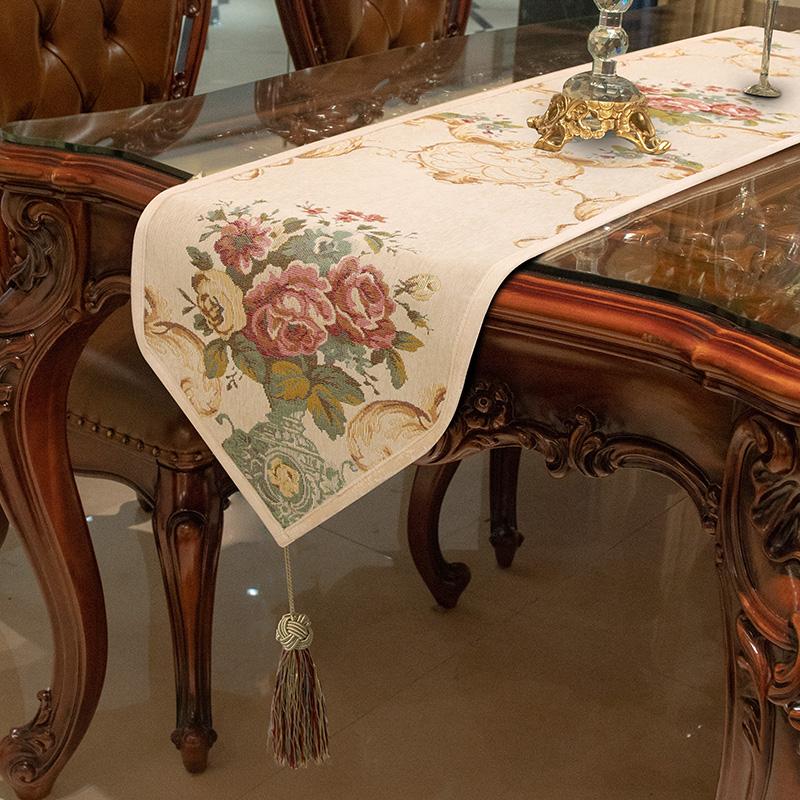 

Европейский роскошный жаккардовый стол-дорожка, журнальный столик для столовой, подставка под телевизор, украшение, вышитая дорожка для стола, современный домашний декор 33x180cm 1pc