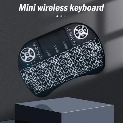 I8 Mini-Funktastatur, 7-farbige Hintergrundbeleuchtung, Russisch, Französisch, Spanisch, Portugiesisch, Arabisch, 2,4 G, Air-Maus-Fernbedienung für Android TV Box PC