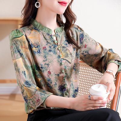 Retro Chiffon Shirt Women's Autumn New Mother Dress Age-reducing Top Fashion Foreign Style Lining Clothes
