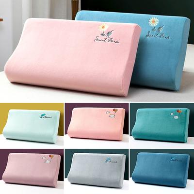 Latex Winter Thermal Pillowcase Baby Velvet Washed Children’S Memory Pillow Pillowcase Embroidered Solid Color Plush Pillowcase