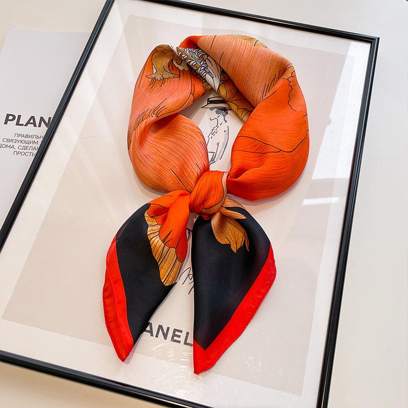 Fashion Scarves for Women Shawl Print Silk Satin Hijab Scarf Female Bandana 70*70cm Luxury Brand Square Shawls Scarfs For Ladies