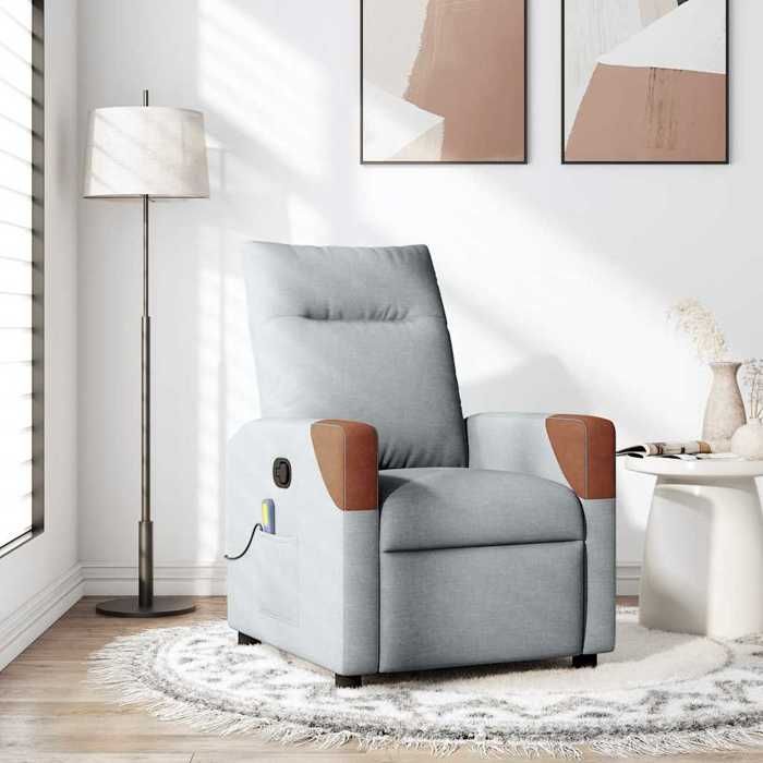 VidaXL Reclining Massage Chair Light Grey Fabric, Massage Chair, Armchair, Sofa Armchair, Office Chair 4104817