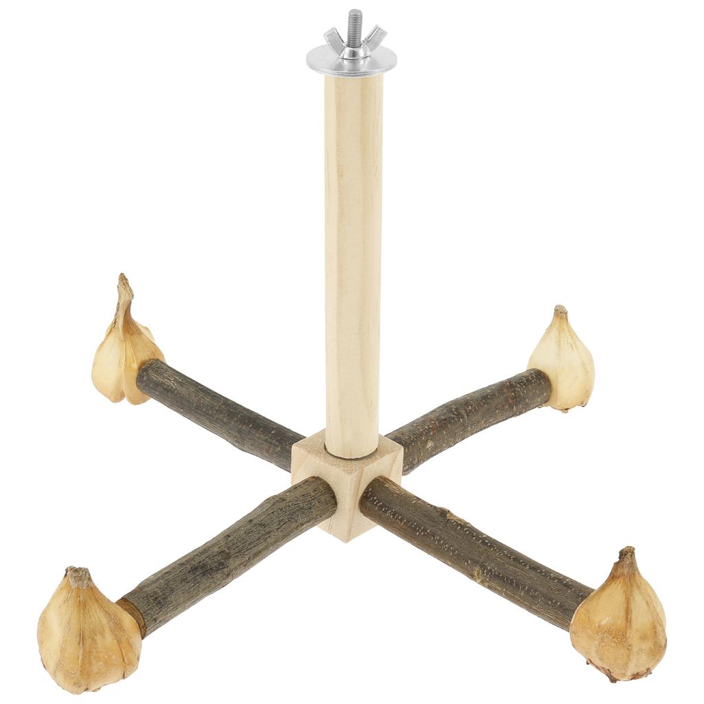 Houten Vogelstandaard Zitstok Speelgoed 360° Draaibaar Papegaai Oefening Staande Zitstok met Kauwspeeltje Vogelkooi Accessoires voor Huisdieren Papegaaien