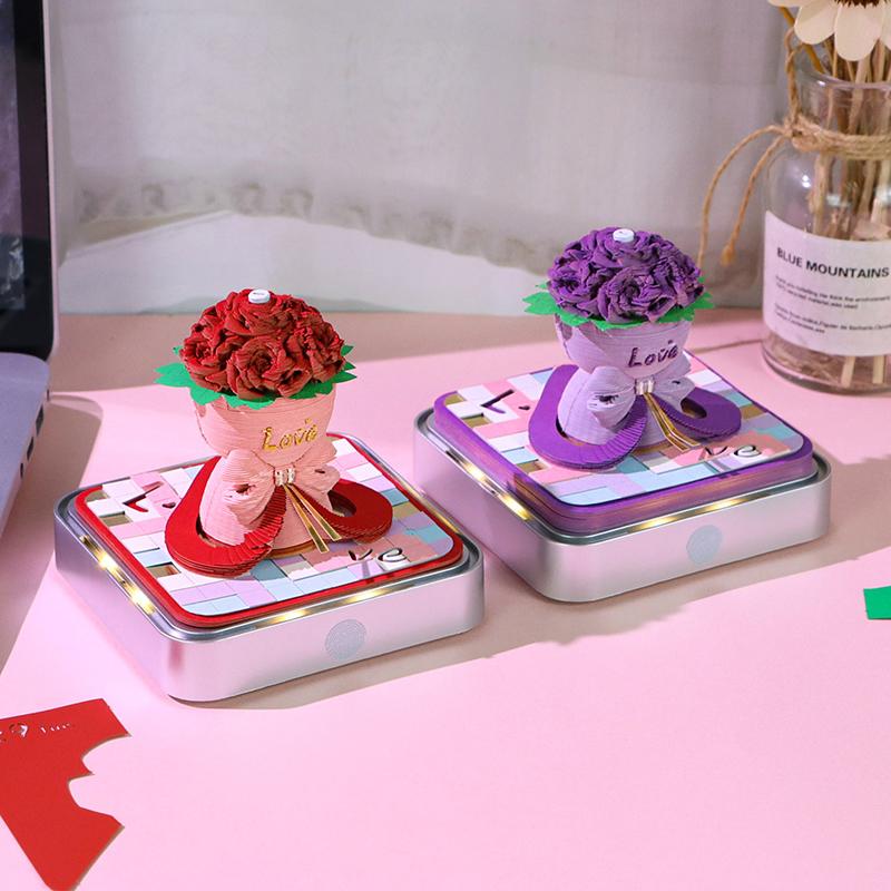 Time Piece Calendar 2026 Desk Calendar With Led Light 3D Tear-Away Calendar Paper Carving Art Memo Pad Notepad Gift Christmas