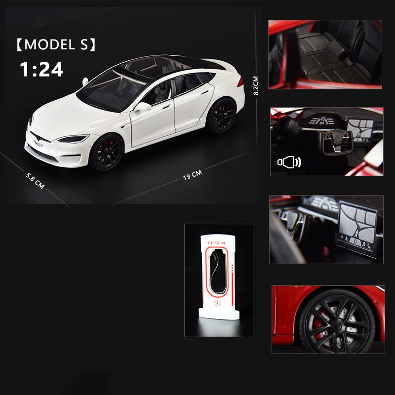 1:24 Model X Model Y Tesla Model 3 Alloy Die Cast Toy Car Model Sound and Light Children's Toy Collectibles Birthday Gift