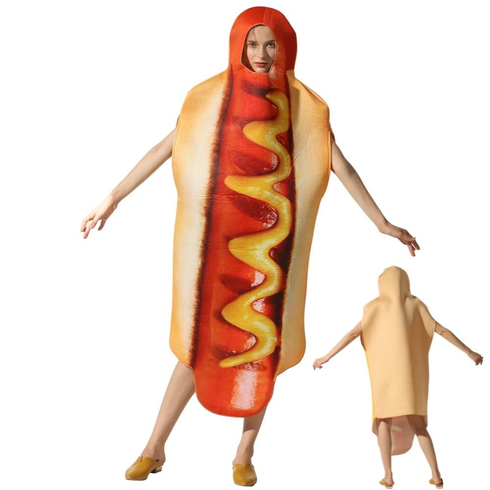 

Itisyou Funny Cosplay Hot Dog Cosplay Kigurumi Hot Dog Food Costume for Halloween Parties and Events