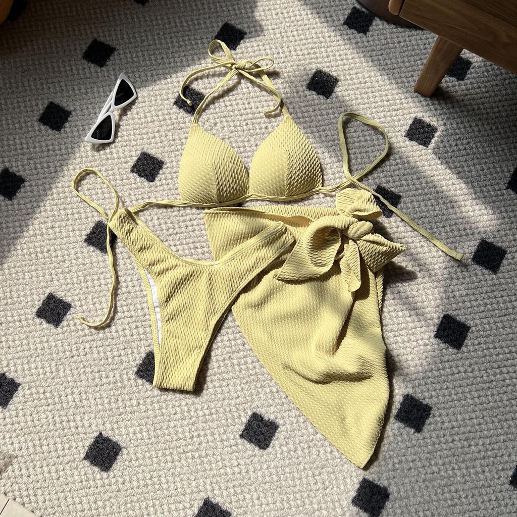 2026 Special Fabric High Waist Sexy Babes Swimsuit Bikini Three-piece Swimsuit Swimsuit