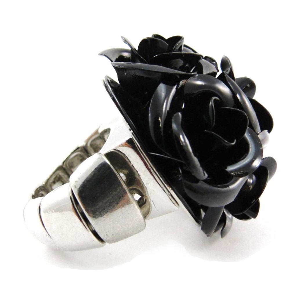 Les Trésors De Lily [J2045] - Black 'Boules De Roses' Designer Ring