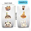 500 Pictures/roll Roll Stickers Tape Birthday Animal Stickers Handbook Material Decorative Envelope Seal Stickers