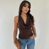 European and American women's clothing summer new fashion Spice Girls sexy backless solid color slim-fitting strap-on top tide