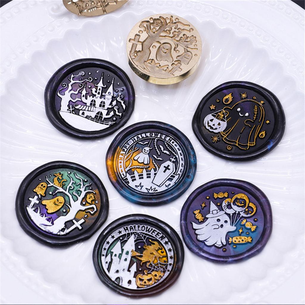 Wax Seal Stamp Head Halloween Sealing Wax Stamp 25mm Brass-Fire Paint Seal Head for Card Wedding Party Invitation-Decor