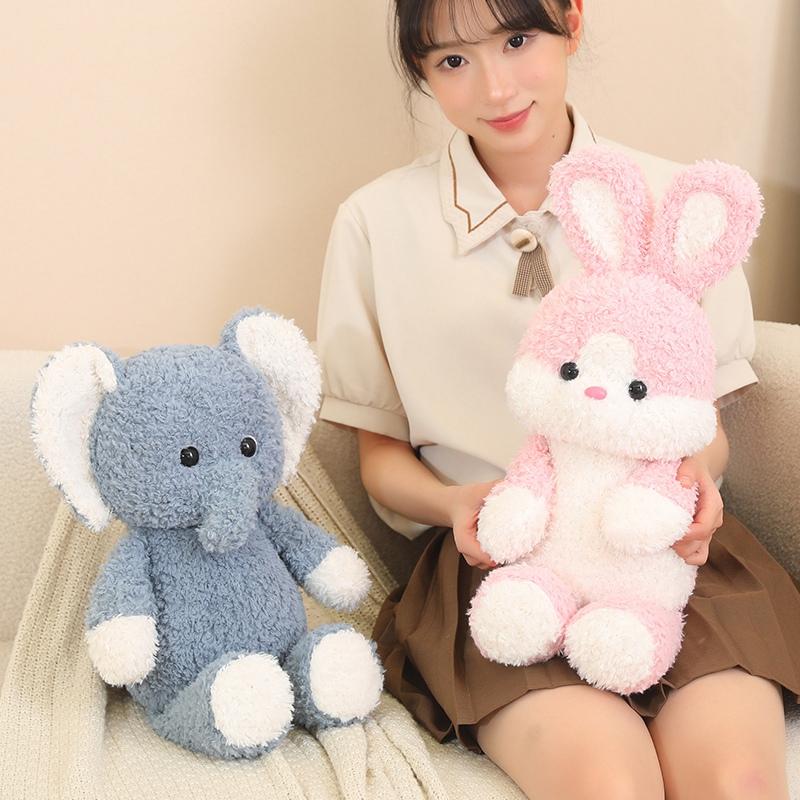 Cute Cartoon Brown Bear Pink Rabbit Plush Toy Soft Stuffed Animal Elephant Doll Home Decor Kids Gift