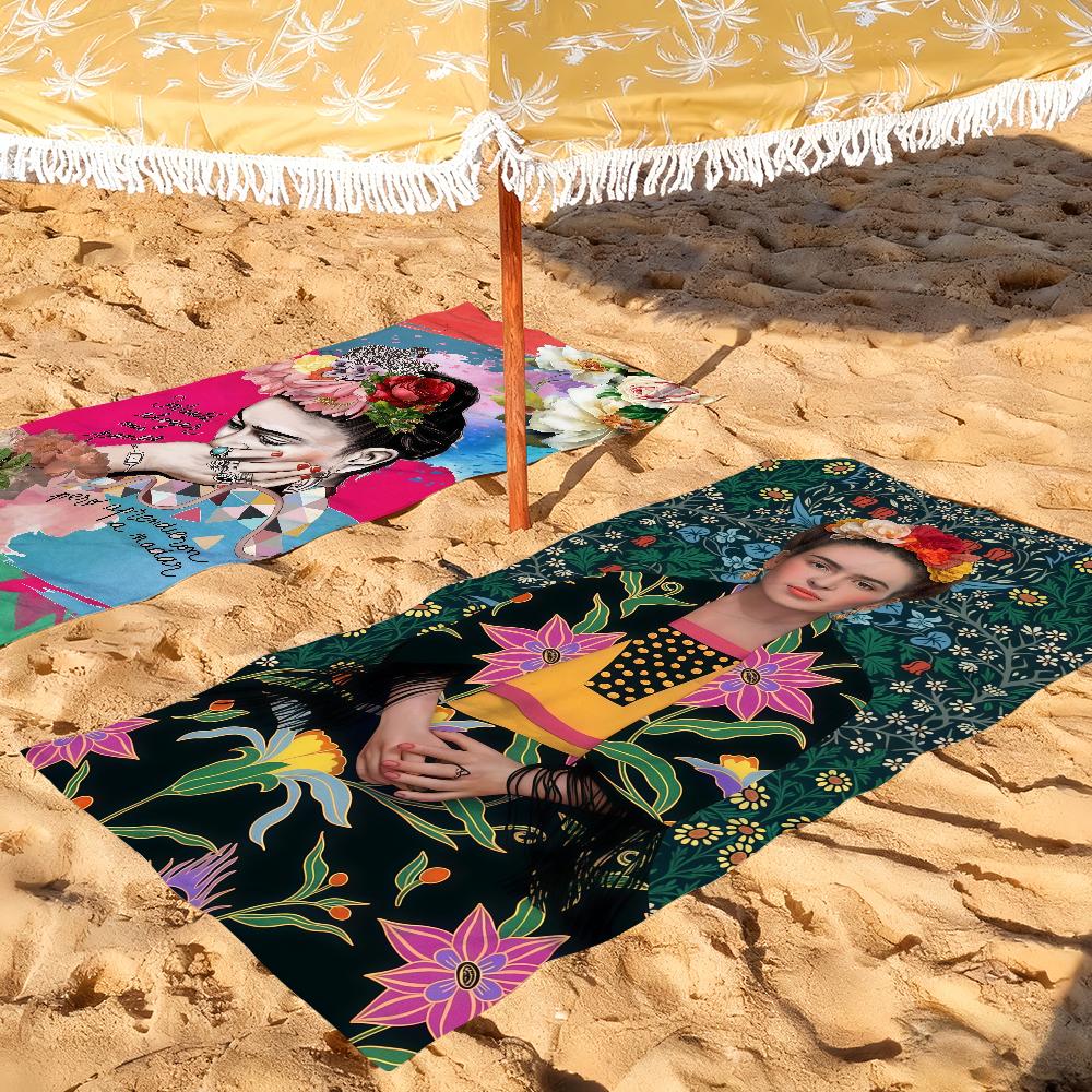 Classic Art F-Frida Flower K-Kahlo-S Towel Quick Drying Beach Towels Are Suitable For Swimming Pools Camping Yoga And The Gym