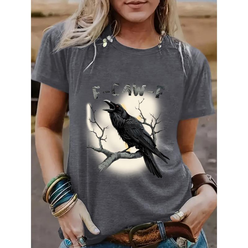 Women's Eagle Print Fashionable Loose Casual Short-sleeved Round-neck T-shirt