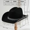 Men's and Women's Cowboy Hats, Panamanian Top Hats, Three-dimensional Round Gemstones, Round Diamonds with Rhinestone Tassels, Wedding Gifts