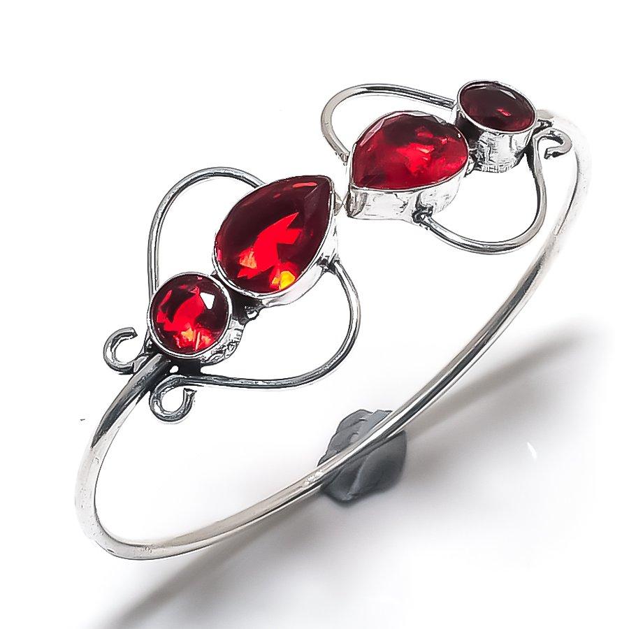 

Натуральный гранат драгоценный камень ручной работы 925 стерлинговое серебро манжета браслет регулируемый p4D97