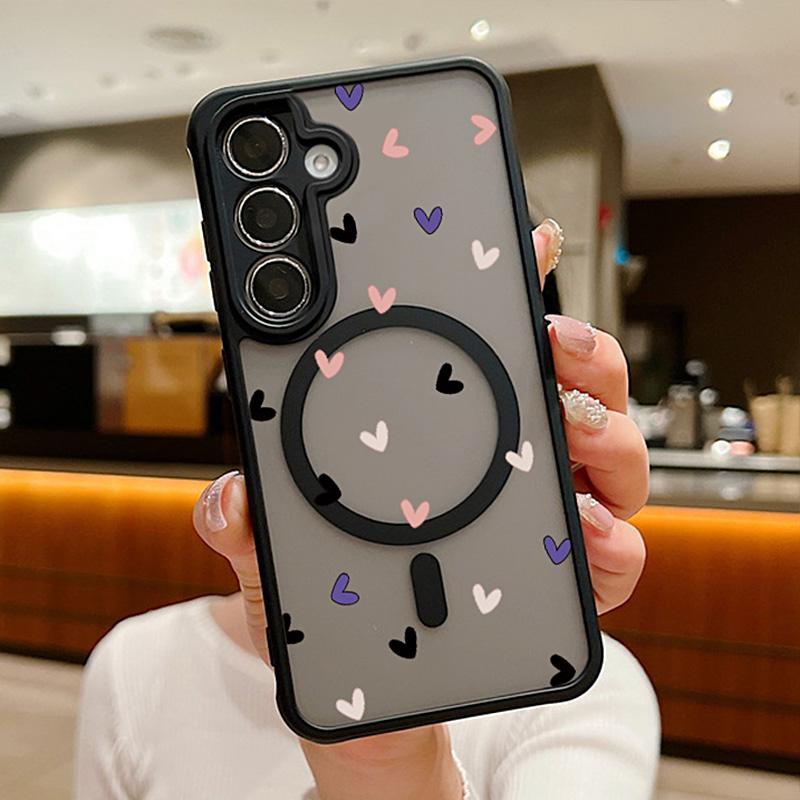 For Samsung Galaxy S24 S23 S22 Ultra S24 Plus S23 FE Flowers Case Magnetic For Magsafe Wireless Charging Clear Matte Phone Cover