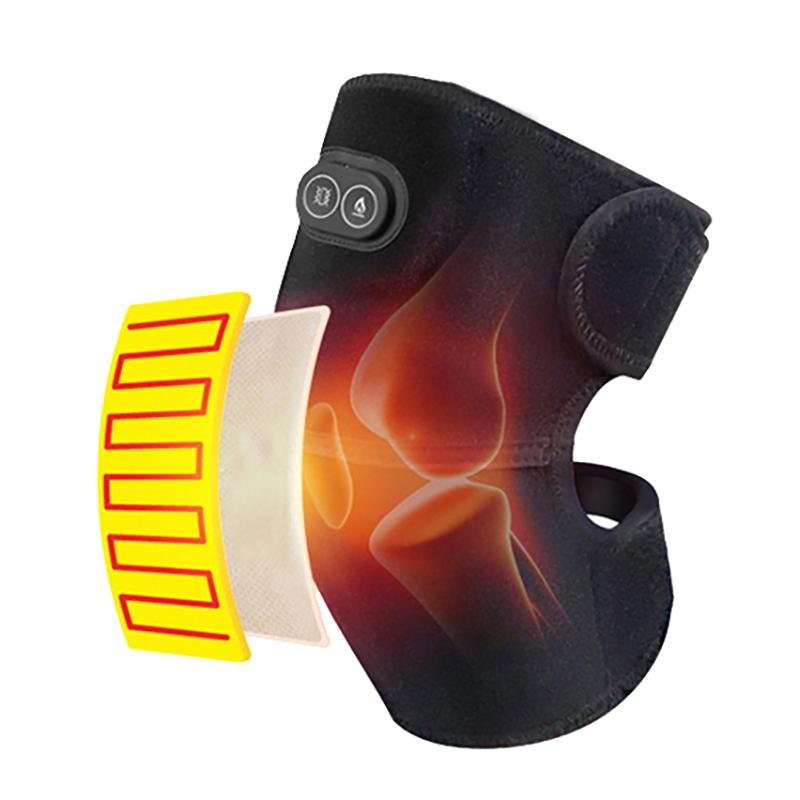 USB Heated Knee Massager Shoulder Brace with Vibration 3 Adjustable Heat Levels Black Support Strap Electric Massage