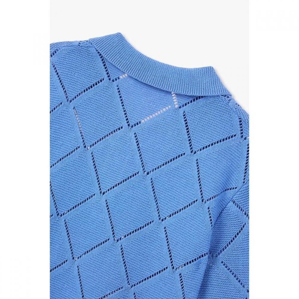 STUDIO TOMBOY Argyle Pattern Crochet Collar Short Sleeve Knit 9106252208 