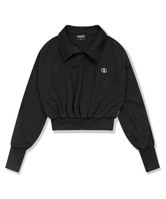 GRANDIOSITY Gds Logo Collar Crop Sweatshirt (Black)