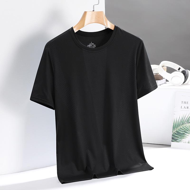 Men’s Trendy Ice Silk Quick-Dry Short-Sleeve T-Shirt - Loose Fit, All-Match, Large Size Casual Wear